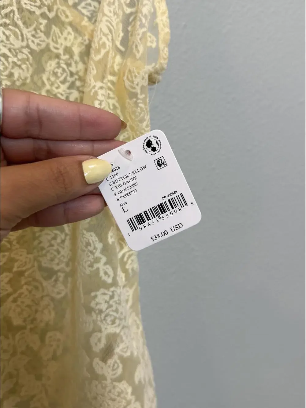 Free People Turning Heads Cami in Butter Yellow, Women's Large, NWT